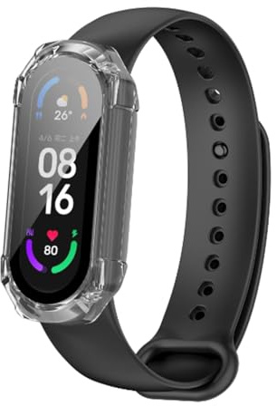 Techsuit für Xiaomi Mi Band 4 5 6 Hülle und Displayschutz mit Gehärtetem Glas, HD Klarheit, Volle Abdeckung, Kratzschutz, Schlankes Design, Defense360 Pro, Transparent