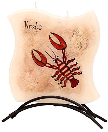 ***Sternzeichen Krebs - Hochwertige Flachkerze mit Metallständer, 16 x 16 cm