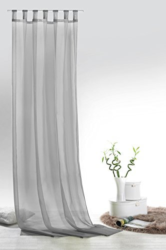 Fashion&Joy - Schlaufenschal Voile grau HxB 245x140 cm - transparent einfarbig - Dekoschal Gardine Typ418