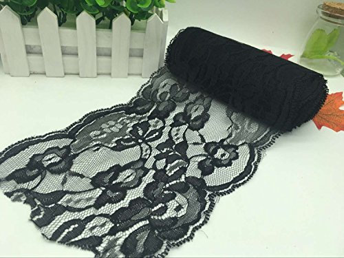 Yulakes 10 Yard Weinlese Spitze Spitzenbordüre Spitzenborte Stuhl Schärpe Band Tischläufer Tischband Hochzeit Festival Tischdekoration Spitze Rolle 14cm Breite (schwarz)