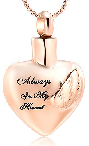 Minicremation Cremation Jewelry for Ashes - Memorial Keepsake - 316 L Stainless Steel Ashes Holder/Locket - Urn Pendant Necklace for Women/Men/Beloved (Rose Gold, Stainless Steel)