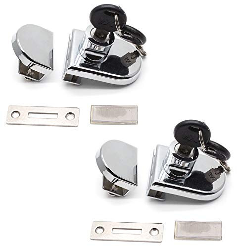 Vitrinenschlösser, Glastürriegel, Vitrinenschloss, ohne Bohren, für 0,5-0,8 cm rahmenlose Glastür, 2 Sets, verschiedene Sicherheitsschlösser