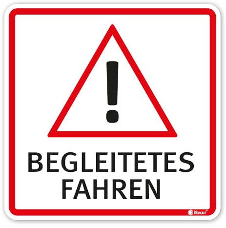 Fahrzeug-Aufkleber Begleitetes Fahren I 10 x 10 cm I Achtung Vorsicht Fahr-Anfänger I für Kfz Auto I wetterfest, selbstklebend I kfz350