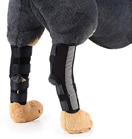 Zunea Dog Canine Rear Leg Hock Joint Brace Wrap Protector Black L | Reflective, Hind Leg Extra Supportive, Hock Joint Compression Sleeve, for Wound Injury, Sprain Healing of Arthritis