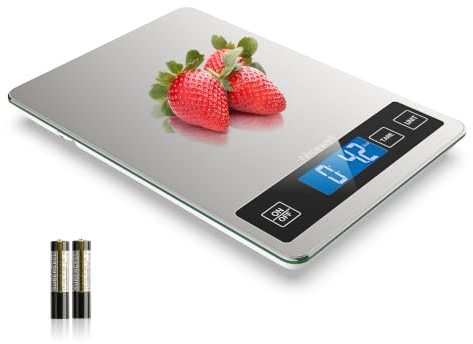 Nicewell Food Scale, 22lb Digital Kitchen Scale Weight Grams and oz for Cooking Baking, 1g/0.1oz Precise Graduation, Stainless Steel and Tempered Glass