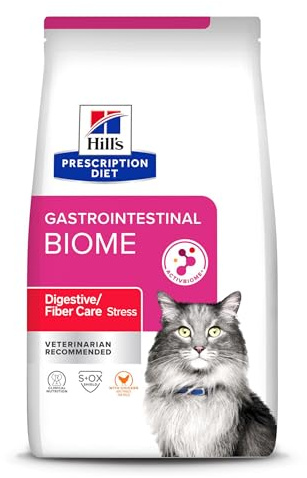 Hill's Prescription Diet Gastrointestinal Biome Stress Digestive/Fiber Care Dry Cat Food, Chicken, 4 lb. Bag