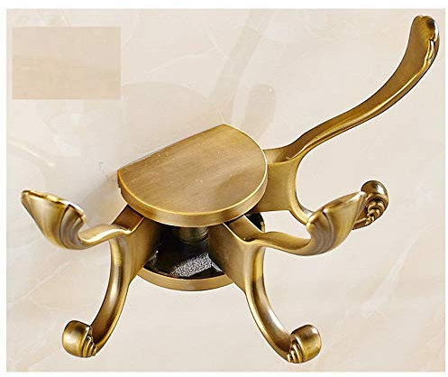 Fransande-Antique Solid Brass Three Foldable Arms Coat Hook, Three Swivel Towel/Clothes/Hats/Keys Hanger Hooks for Bathroom Toilet Kitchen Living Room, Wall Mount(Bronze)