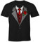 MoonWorks Herren T-Shirt Anzug Schlips Krawatte aufgedruckt Fun-Shirt schwarz 5XL