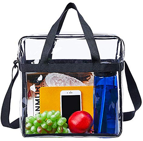 SARVERTIC Clear Tote Bag, Transparent Shoulder Bag, Clear Crossbody Bag Stadium Approved for Work, School, Sports Games and Concerts-12 x 12 x 6 inch