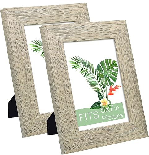 Frametory, Bilderrahmen aus gehärtetem Glas, für 12,7 x 17,8 cm große Bilder oder Fotos, breites Formdesign, natürliche Farbe, Bilderrahmen für Tisch- oder Wanddekoration, 2 Stück