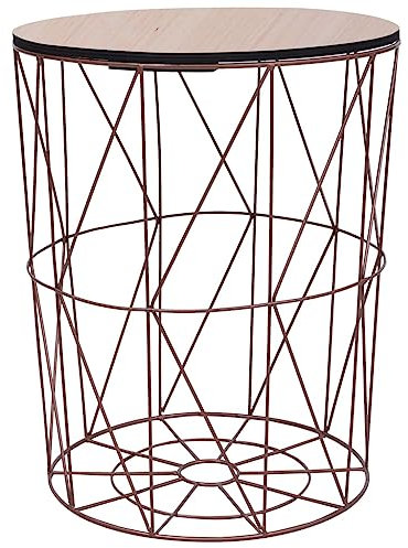 vidaXL Couchtisch Beistelltisch Metallkorb Korbtisch Kaffeetisch Wohnzimmertisch Sofatisch Tisch Aufbewahrungskorb Rund Kupfer Ø47cm
