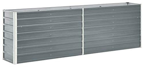Tidyard Hochbeet Pflanzkübel Blumentopf Blumenkasten Metall Pflanzbeet Gartenbeet Frühbeet Garten Blumenhochbeet für Terrasse & Garten Verzinkter Stahl 240 x 40 x 77 cm Grau