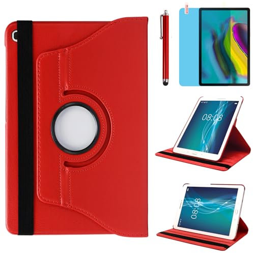 Custodia per Samsung Galaxy Tab S5e 10,5 2019 (SM-T720 T725 T727) - Custodia protettiva con supporto girevole a 360 gradi, pennino capacitivo incluso, pellicola protettiva (Red)