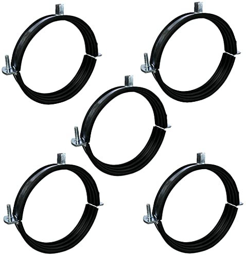 AERZETIX - C49854 - Lot de 5 Collier support fixation de tuyau pour gaines d'air - système de climatisation/ventilation - Ø140mm - DIN EN 10111 - en acier zingué et joint - à visser М8 / М10