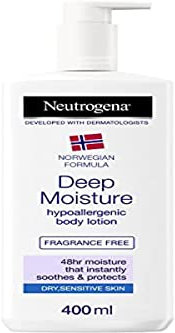 Neutrogena Norwegische Formel Hypoallergene Körperlotion, Körpercreme für intensive Feuchtigkeit 72h, Körpercreme mit 10% Glycerin, Feuchtigkeitscreme für trockene und empfindliche Haut, 400 ml