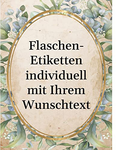 8 Flaschenetiketten selbstklebend mit Text personalisiert - Etikett Ovaler Rahmen 2 - Flaschen Aufkleber für Wein oder Sekt