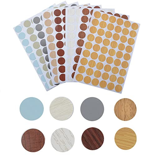 SHULLIN 8 Blatt Selbstklebende Abdeckkappen Durchmesser 21 mm Abdeckung Schrauben Staubdichter Aufkleber Wasserdicht Schraubenabdeckungen Holz Schraubenabdeckung für Holz Möbel (8 Farben,432 Stück)
