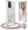Ptny Coque avec Cordon Compatible avec Xiaomi Redmi Note 11/ Redmi Note 11s 4G, Housse Paillette Liquide Paillette Filles Antichoc TPU Silicone Case, Réglable Smartphone Collier Etui avec Lanière
