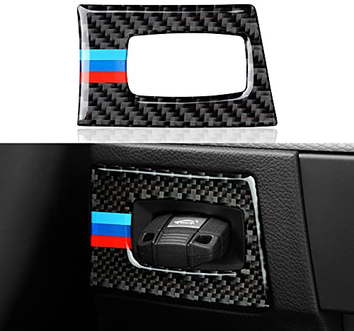 Autoschlüssel Motor Start Stop Starttaste Rahmen Verkleidung Abdeckung Kohlefaser Aufkleber Aufkleber passt für BMW E90 E92 E93 2005 2006 2007 2008 2009 2010 2011 2012 Accessories