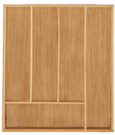 Relaxdays 2 x Besteckkasten, 5 Fächer, Bambus, Schubladenkasten klein, für Besteck & Küchenutensilien, HBT 5x30x34 cm, Natur