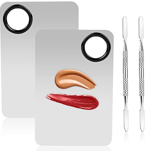 Make-up Palette Kosmetik Make-up Mischpalette Edelstahl Kosmetikpalette mit Spachtel Make-up Künstler Werkzeug zum Mischen von Foundation Nailart Lidschatten Pigmentmischung (2 Stück)