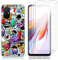 Hülle für Xiaomi Redmi 12C / Poco C55, Mehrfarbig Weich TPU Schutzhülle mit 3 Stück Gehärtetes Glas Schutzfolie Displayschutzfolie für Xiaomi Redmi 12C / Poco C55 6,71''
