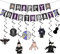 MECOLO Mittwoch Happy Birthday Banner mit Hängenden Swirls Schwarz und Lila für Kids Geburtstag Party Dekorationen Gothic Geburtstagsbanner für Wednesday Party Supplies