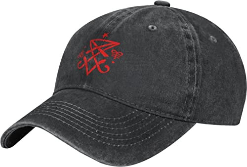 Okult Sigil of Lucifer Satanic Hat Verstellbare Cowboy Baseball Cap für Männer Frauen Trucker Cap, Schwarz , One size