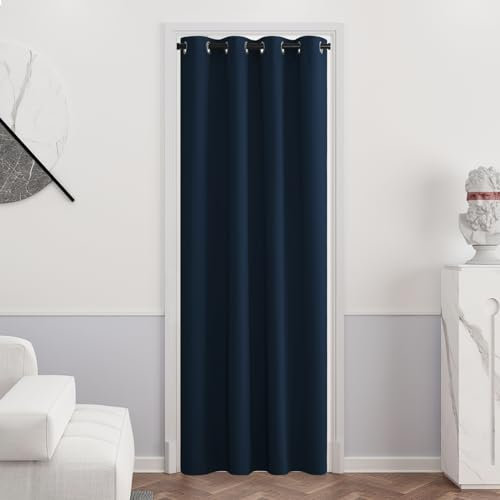 PONY DANCE Schlafzimmer Gardinen und Vorhänge Blickdicht Dunkelblaue Ösenvorhang 1er Set H 240 x B 140 cm Verdunkelungsvorhang Thermovorhang mit Ösen Gardinen Hitzeschutz