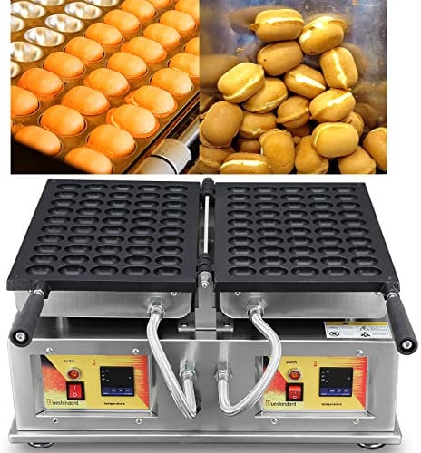 TEHONGMAI Egg Ball Shaped Waffle Machine,100PCS Electric Egg Waffle Maker, 1500W Cake Maker Snack Machines w/2 Reversible Pans, Commercial Bubble Waffle Machine w/Non-Stick Teflon Coating
