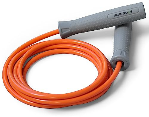 WILLGOO Hererope 1/2lb Adjustable Weighted Jump Rope, Heavy Skipping Rope with Lightweight & Comfortable Grip, Durable Cable, for Men Women, Weight Loss, Cardio Strength Training, Orange