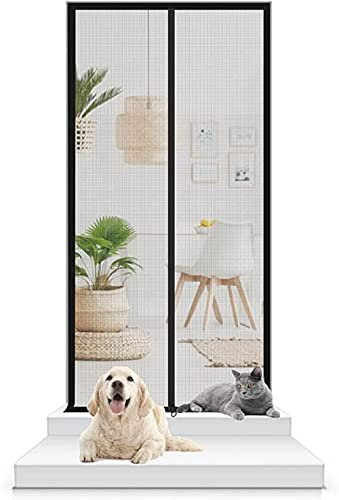 tylxayoxa Cat Screen Door Fits Door Pet Resistant Screen Door With Zipper To Keep Dogs And Cats Out Of The House (Color : Black, Size : 130x220cm)