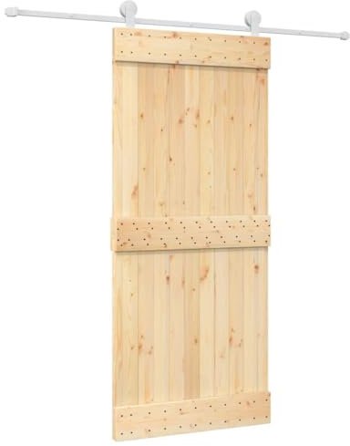 vidaXL Schiebetür mit Beschlag 90x210 cm Massivholz Kiefer