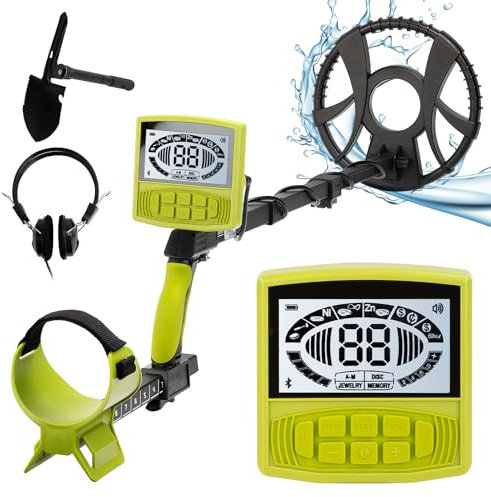 Autolock Metalldetektor-Kit (für Erwachsene und Kinder), Premium-Profi-Metalldetektor, Multimodus umschaltbar, wasserdichte Spule, hohe Genauigkeit, mit Grabungsschaufel und Kopfhörer, grün