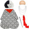 Juziviee 6pcs Cruella Devil Kostüm Damen - Cruella Kostüm Schal mit Cruella Perücke, Rote Handschuhe, Lang Halskette, C-Halter, Perücke Kappe für Kostüm Fasching Karneval VD106