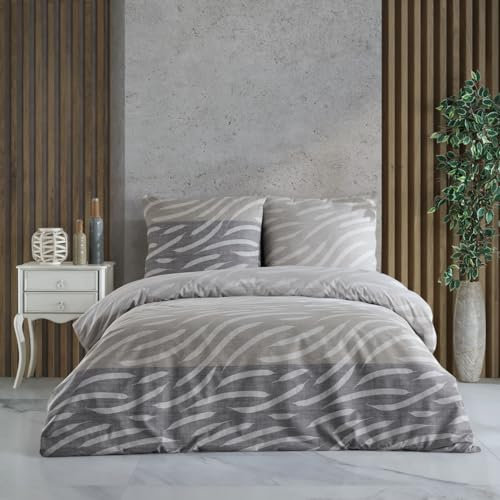 Home Sense Bettwäsche Bettgarnitur Set Baumwolle mit Reißverschluss, atmungsaktiv, weich, Luxuriös Bettdeckenbezug Bettwäsche 200x220 cm + 2X 80x80 cm Kissenbezug mit Oeko-TEX, Prime Grau