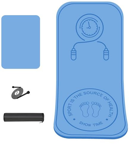 Knsbk Rope Skipping Sports Shockproof Exercise Mat, All-Purpose Extra Thick High Density Anti-Tear Exercise Yoga Mat, Non Slip Jump Rope Mat for Indoor and Outdoor in Light Blue