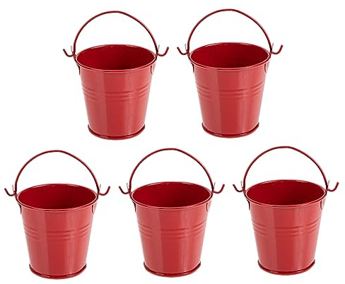 CAXUSD 5 Stück Rote Pflanztöpfe aus Eisen im Retro Stil Nicht Verblassend und Farbwechselbeständig für Zimmerpflanzen und Gartendekoration Terrassen