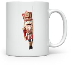 MAXIKIWI - Glatte, langlebige Keramik-Kaffee- oder Teetasse für Zuhause oder Büro – perfekt für jeden Anlass – 3D-Weihnachten mit Blick um die Ecke – 350 ml