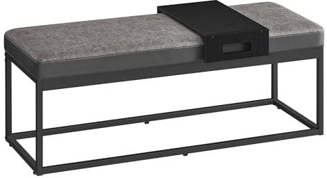 SONGMICS HOME Luiz Collection - Banc, Partie Supérieure Réversible, Banc à Chaussures, Petite Tablette Amovible, Minimaliste, Cadre en Acier, Capacité 300 kg, Gris Tourterelle LOM081G01V1