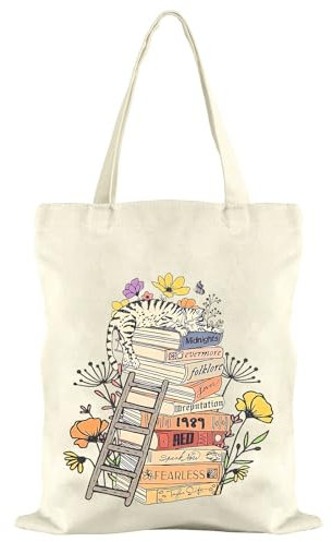 TOPJOWGA Stoffbeutel, Stofftasche, Baumwolltasche Bedruckt, Inspirierte Tragetasche Damen, Baumwolltasche, Einkaufstasche Geschenke Wiederverwendbar, 40x35cm, Einkaufsbeutel (A)