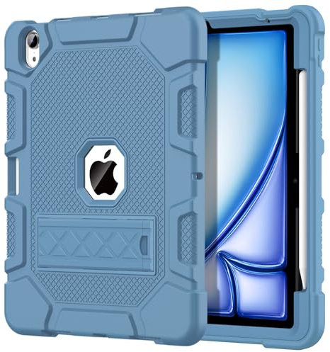Azzsy Étui pour iPad Air 11 M2 2024, iPad Air 5e/4e génération 10,9 (2022/2020), Coque de Protection résistante aux Chocs avec Porte-Crayon pour iPad Air 6e/5e/4e, Bleu Clair