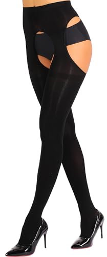HONENNA Women's Suspender Tights Sexy Garter Belt Stockings High Waist Control Top Pantyhose