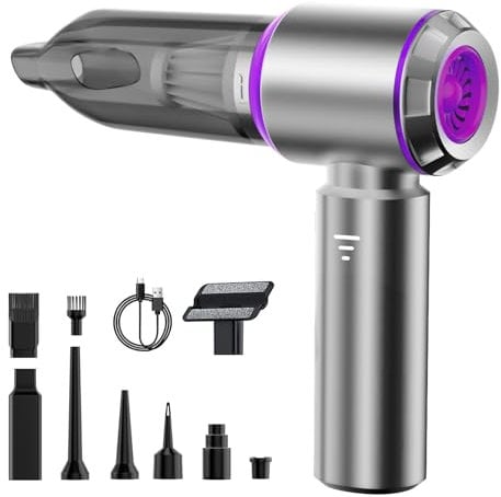 Aspirapolvere Manuale, 16000 Pa Potente Aspirapolvere a Mano, 4 in 1 Auto Aspirapolvere Potente Cordless per Auto Casa Pulizia con Ugelli Multipli e 2 Filtri, Mini Aspirapolvere Ricaricabile USB