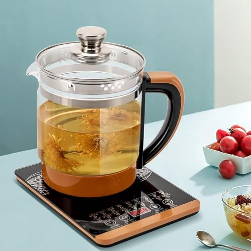MEQXTIJ Hervidor eléctrico Hervidores eléctricos de 1,8 L, hervidor de té, hervidor de Agua Multifuncional Caliente con colador de té, Rejilla para Huevos al Vapor, Cocina doméstica