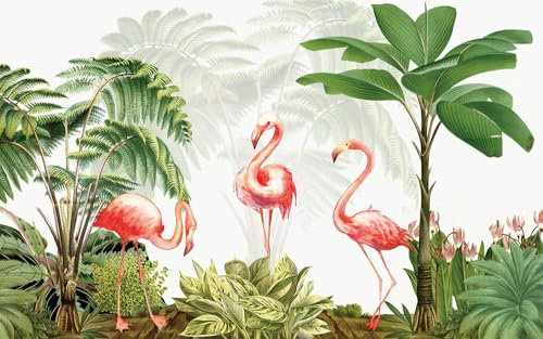 Papier Peint Panoramique Jungle De Flamants Roses Papier Peint Chambre Adulte Papier Peint Panoramique Enfant Papier Peint Salon Décoratif Papier Peint Intissé 350x240cm