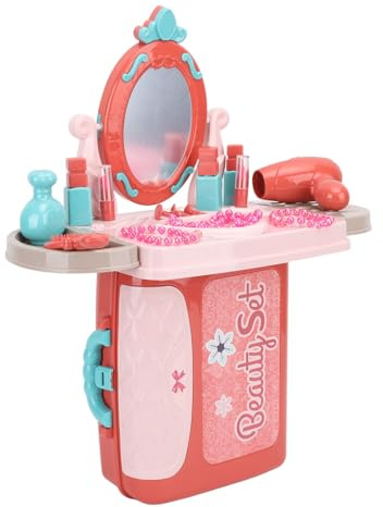 Schminktisch für Kleinkinder, Mädchen-Waschtischset, 3-in-1-Simulation, Kinder-Schminktisch-Spielset mit Koffer für und Mädchen