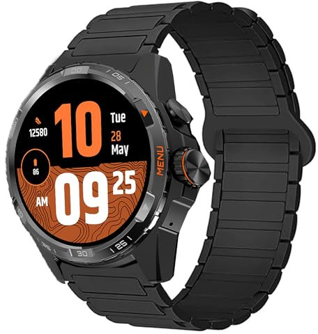 Blueshaweu Compatibile con i cinturini TicWatch Atlas, 20mm, 22mm, 24mm Magnetic Silicone Sport Strong Magnet Strap Cinturino Compatibile con Ticwatch Atlas (nero, 24mm)