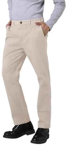 Enorsia Men's Cotton Pants with Regular Fit Chinos Casual, Hiking Pants, Ripstop Design - Elastic Waist Comfy Bottoms for Everyday