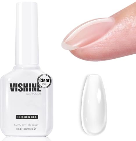 Vishine Builder Nail Gel 8-in-1 Clear Color for Nail Apex and Extension Strengthener, Nail Thickening Hard Gel Base Rhinestone Nail Glue Base In A Bottle E049